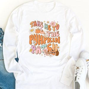 Take Me To The Pumpkin Patch Autumn Fall Thanksgiving Retro Longsleeve Tee 1 5