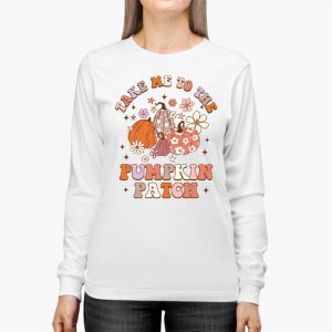 Take Me To The Pumpkin Patch Autumn Fall Thanksgiving Retro Longsleeve Tee 2 6