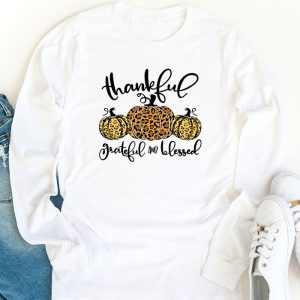 Thankful Grateful Blessed Pumpkin Thanksgiving Day Women Longsleeve Tee 1 1