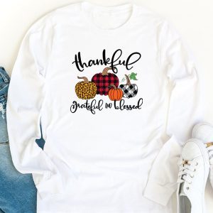 Thankful Grateful Blessed Pumpkin Thanksgiving Day Women Longsleeve Tee 1