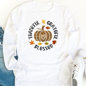 Thankful Grateful Blessed Pumpkin Thanksgiving Day Women Longsleeve Tee 1 4