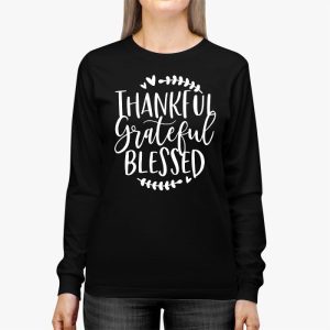 Thankful Grateful Blessed Pumpkin Thanksgiving Day Women Longsleeve Tee 2 2