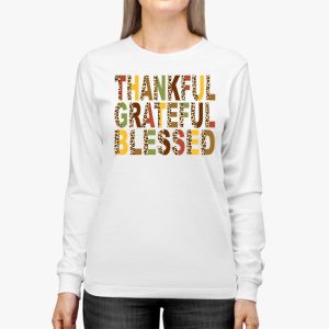 Thankful Grateful Blessed Pumpkin Thanksgiving Day Women Longsleeve Tee 2 3