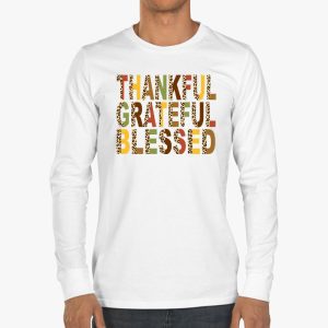 Thankful Grateful Blessed Pumpkin Thanksgiving Day Women Longsleeve Tee 3 3