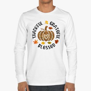 Thankful Grateful Blessed Pumpkin Thanksgiving Day Women Longsleeve Tee 3 4