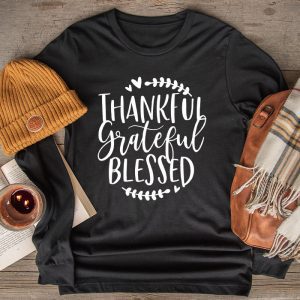 Funny Thanksgiving Shirts Thankful Grateful Blessed Pumpkin Thanksgiving Day Longsleeve Tee