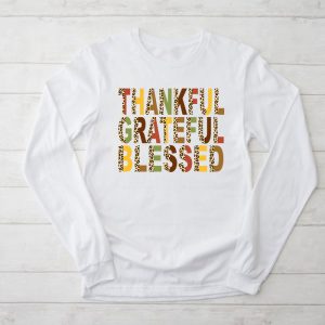 Thankful Grateful Blessed Pumpkin Thanksgiving Day Women Longsleeve Tee