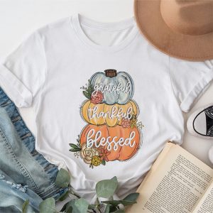 Cute Funny Thanksgiving Shirts Grateful Thankful Blessed Pumpkin Fall T-Shirt