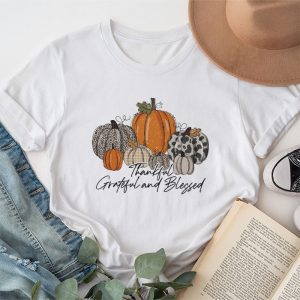 Cute Funny Thanksgiving Shirts Grateful Thankful Blessed Pumpkin Fall T-Shirt