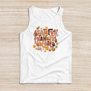 Cute Funny Thanksgiving Shirts Grateful Thankful Blessed Pumpkin Fall Tank Top