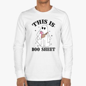 This Is Boo Sheet Spider Decor Ghost Spooky Halloween Longsleeve Tee 3 1