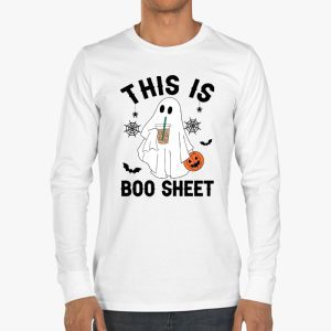 This Is Boo Sheet Spider Decor Ghost Spooky Halloween Longsleeve Tee 3 4