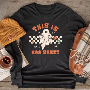 This Is Boo Sheet Spider Decor Ghost Spooky Halloween Longsleeve Tee
