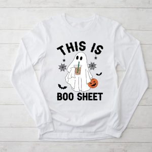 This Is Boo Sheet Spider Decor Ghost Spooky Halloween Longsleeve Tee