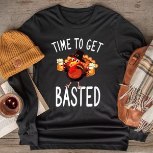 Thanksgiving Family Shirts Time To Get Basted Funny Beer Turkey Gift Longsleeve Tee