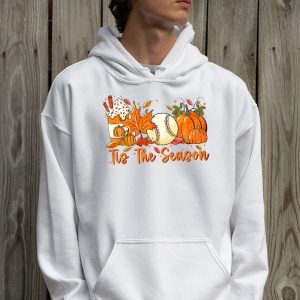 Tis The Season Pumpkin Leaf Latte Fall Thanksgiving Baseball Hoodie 2 2