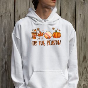 Tis The Season Pumpkin Leaf Latte Fall Thanksgiving Baseball Hoodie 2 3