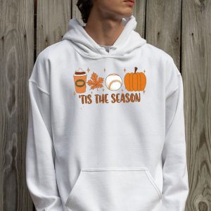 Tis The Season Pumpkin Leaf Latte Fall Thanksgiving Baseball Hoodie 2