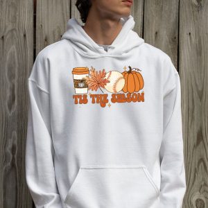 Tis The Season Pumpkin Leaf Latte Fall Thanksgiving Baseball Hoodie 2 4