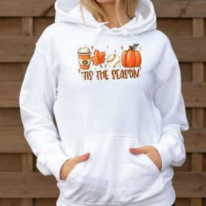 Tis The Season Pumpkin Leaf Latte Fall Thanksgiving Baseball Hoodie 3 1