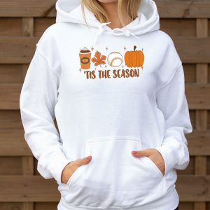 Tis The Season Pumpkin Leaf Latte Fall Thanksgiving Baseball Hoodie 3