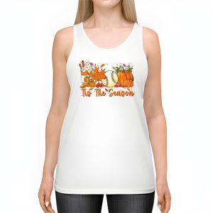 Tis The Season Pumpkin Leaf Latte Fall Thanksgiving Baseball Tank Top 2 2