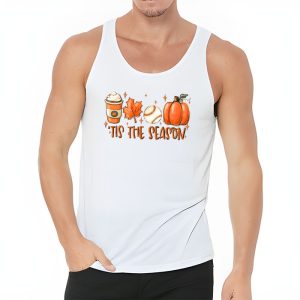 Tis The Season Pumpkin Leaf Latte Fall Thanksgiving Baseball Tank Top 3 1