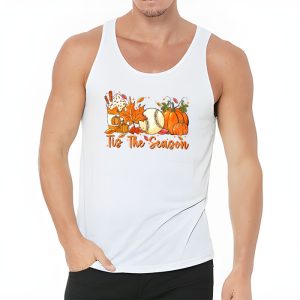 Tis The Season Pumpkin Leaf Latte Fall Thanksgiving Baseball Tank Top 3 2