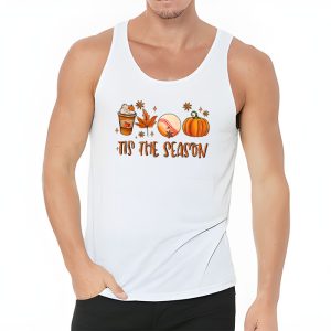 Tis The Season Pumpkin Leaf Latte Fall Thanksgiving Baseball Tank Top 3 3