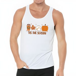 Tis The Season Pumpkin Leaf Latte Fall Thanksgiving Baseball Tank Top 3