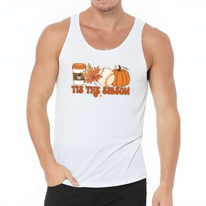 Tis The Season Pumpkin Leaf Latte Fall Thanksgiving Baseball Tank Top 3 4