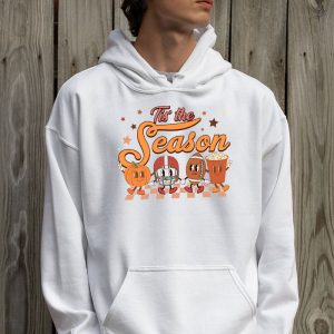 Tis The Season Pumpkin Leaf Latte Fall Thanksgiving Football Hoodie 2 1