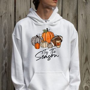 Tis The Season Pumpkin Leaf Latte Fall Thanksgiving Football Hoodie 2 6