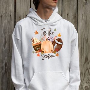 Tis The Season Pumpkin Leaf Latte Fall Thanksgiving Football Hoodie 2 7