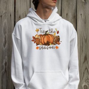 Tis The Season Pumpkin Leaf Latte Fall Thanksgiving Football Hoodie 2 9