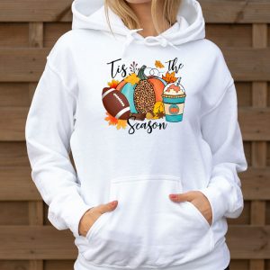 Tis The Season Pumpkin Leaf Latte Fall Thanksgiving Football Hoodie 3 5