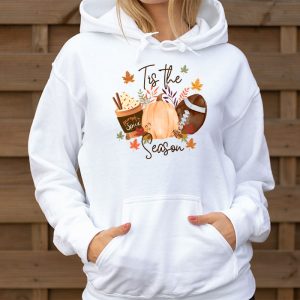 Tis The Season Pumpkin Leaf Latte Fall Thanksgiving Football Hoodie 3 7