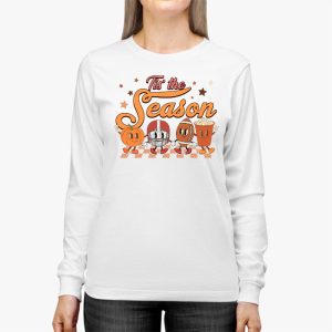 Tis The Season Pumpkin Leaf Latte Fall Thanksgiving Football Longsleeve Tee 2 1