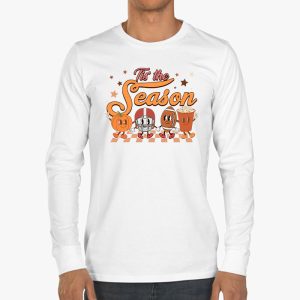 Tis The Season Pumpkin Leaf Latte Fall Thanksgiving Football Longsleeve Tee 3 1