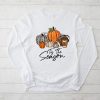 Tis The Season Pumpkin Leaf Latte Fall Thanksgiving Football Longsleeve Tee