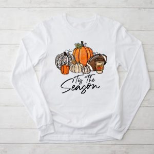 Thanksgiving Shirts For Family Tis The Season Pumpkin Leaf Latte Football Perfect Longsleeve Tee