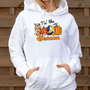 Tis The Season Pumpkin Leaf Latte Fall Volleyball Hoodie 3 4