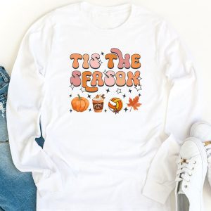 Tis The Season Pumpkin Leaf Latte Fall Volleyball Longsleeve Tee 1 1