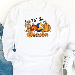 Tis The Season Pumpkin Leaf Latte Fall Volleyball Longsleeve Tee 1 4