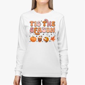 Tis The Season Pumpkin Leaf Latte Fall Volleyball Longsleeve Tee 2 1