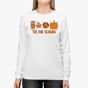 Tis The Season Pumpkin Leaf Latte Fall Volleyball Longsleeve Tee 2 2