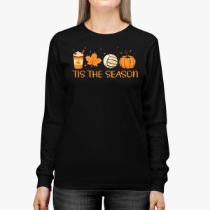 Tis The Season Pumpkin Leaf Latte Fall Volleyball Longsleeve Tee 2 3