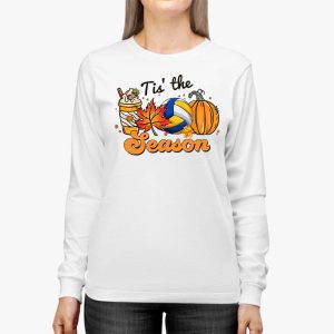 Tis The Season Pumpkin Leaf Latte Fall Volleyball Longsleeve Tee 2 4