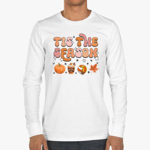 Tis The Season Pumpkin Leaf Latte Fall Volleyball Longsleeve Tee 3 1