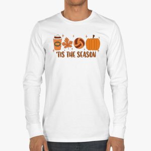 Tis The Season Pumpkin Leaf Latte Fall Volleyball Longsleeve Tee 3 2